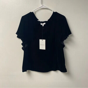 S’Edge Velvet Flutter Sleeve Shirt Size Small